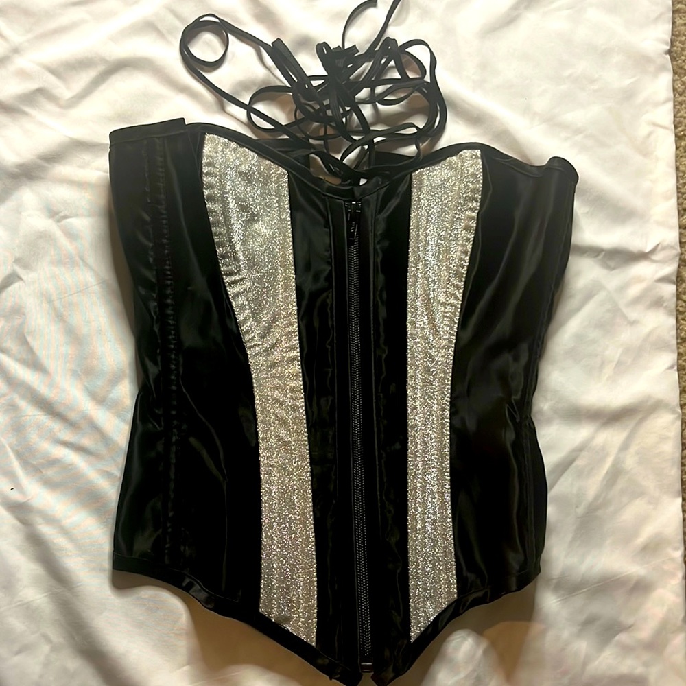 Black & silver corset.